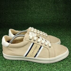 Calvin Klein Womens Size 8.5 Tan Flat Lace Up Casual Sneakers